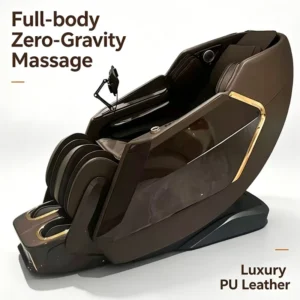 3D Luxury Full-Body Massage Chair Hip Vibration Zero Gravity Recliner Featuring Shiatsu Musical PU Leather Design Neck