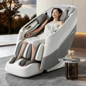 4D Fascia Massage Chair with 3D Lumbar 170° Suspension SL Metal Rail 38 Airbags Leg Stretch Wireless Charging Home Spa