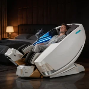 4D Full Body Zero Gravity SL Track Shiatsu Airbag Foot Roller Heat Therapy AI Voice Control Portable Luxury Massage Chair