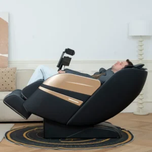 4D Luxury Soft Power Movement Big Touch Screen Piano Lacquer Extended SL Track Injection Molding Wireless Charge Calf Rub Stretch Massage Chair