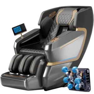 4D Zero Gravity Leather Massage Chair with Shiatsu Kneading Offers Luxurious Relaxation for Home Use