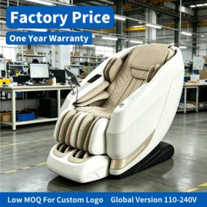 4D Zero Gravity Massage Chair PU Leather SL Track Heat Therapy Full Body Air Compression Intelligent Voice Control
