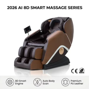 8D Intelligent Massage Chair with AI Voice Control Bluetooth Music Full Body Shiatsu Recliner for Home Office Relaxation