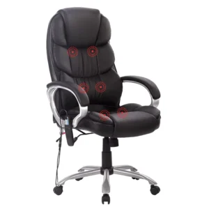 8High Quality Modern Design 6 Vibration Massage Office Chair Chrome Metal PU Leather Computer Chair