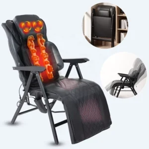 Adjustable Backrest & Neck Height Shiatsu Kneading Vibration Full Body Relaxation Foldable Electric Massage Chair with Heat