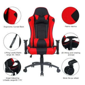 Adjustable Gaming Chair E-Sports Gamer Chair with Massage Lumbar and Neck Support