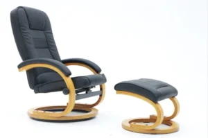 Adjustable Leather Recliner Chair Wooden Base with 8 Points Massage for Living Room