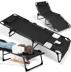 Adjustable Massage Bed Recliner Folding Lounge Chair Zero Gravity Folding Chair for Outdoor Camping