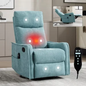 Antique Blue Green Chair Heat Massage Heavy Duty Cushion Back Lounge Chair Power Lift Electric Recliner for Living Room
