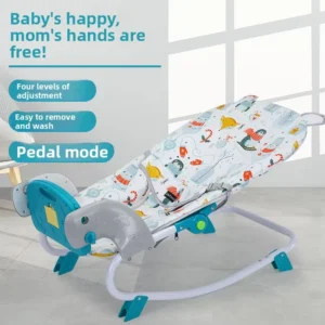 Baby Rocking Chair Foldable Adjustable Recliner with Footrest Plastic 0 6 Months Piano Music