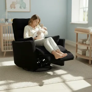 Black Fabric Home Rocking Recliner Chair For Nursing Mothers