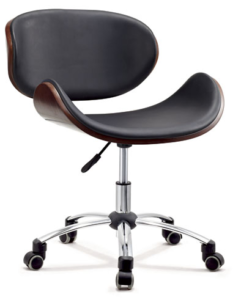 Black Leather Chair Frame Wooden Curve Wooden Chair