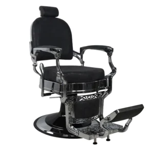 Black Retro Reversible Luxury Golden Barber Chair Customizable Leather for Modern Salon Furniture for Barber Shops