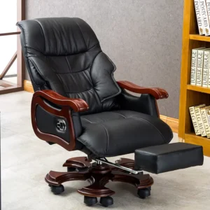 Boss Office Massage Chair Ergonomic Cowhide Chair With 7 Point Massage and Footrest