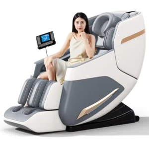 C125 Modern Full Body Massage Chair Zero Gravity Electric AI Voice Heating Waist Foot PU Leather Foldable