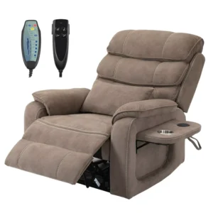 CY Power Lift Recliner Chair Modern Elderly Use Massage Heating Remote Control Extendable Footrest Cup Holder Synthetic Leather