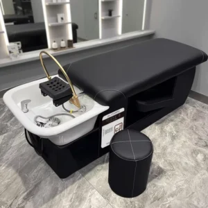 Ceramic Basin Head Therapy Shampoo Chair Solid Wood Frame Modern Design Water Circulation Massage Steaming for Beauty Salon