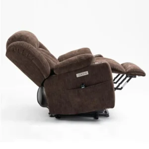 Chenille Brown Fabric Modern Design Single Motor Lift Recliner with 8-Point Vibration Massage for Home