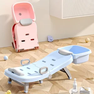 Children’s Folding Lounge Chair Baby Hair Washing Seat Small Space Plastic Pad Hair Washing Chair