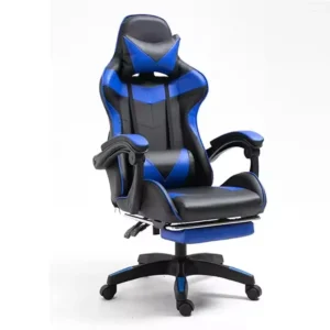 Comfortable Adjustable Leather PC Gaming Chair With Footrest Leather Headrest