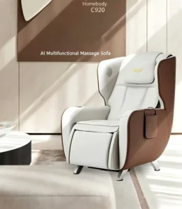Compact 1㎡ Footprint Massage Chair Dual Use As Sofa Rocking Function Durable Microfiber Leather