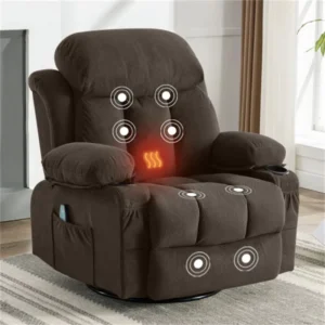 Custom Swinging Sofa Glider Recliner Heated Fabric Massage Armchair Manual Recline Elderly Living Room Seating Set Wood Frame