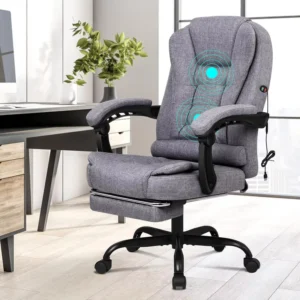Customization Massage Office Chair Home Desk Chair High Back 150 Recliner Tilt Function Padded Swivel PVC Fabric Grey
