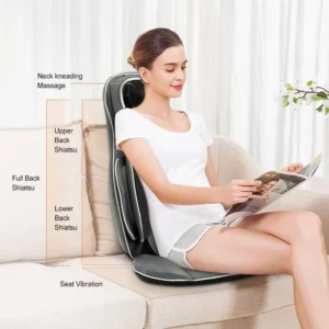 D13 Portable Full Body Car Seat Cushion Massager Shiatsu Air Compression 3-Level Intensity Heating Vibration for Back Pain