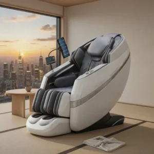 Dual Core Full Body Massage Chair Zero Gravity SL Track Jade Stone Heating Airbags Foot Calf Bluetooth Home Living Room