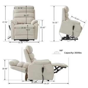 Dual Motor Power Electric Lift Recliner Chair With Massage And Heat For The Elderly