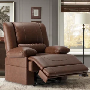 Dual Motor Power Lift Recliner Chair Massage Heat Infinite Position for Elderly USB Ports Remote Control Breathable Leather