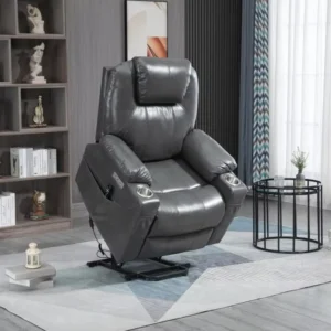 Dual Motor Power Lift Recliner Chair for Elderly Mobility Assistance PU Leather Massage Heating Riser Sofa for Seniors