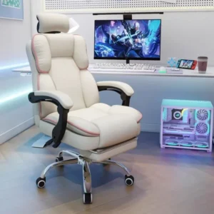 E Sports Comfortable Leather Chair for Home Office Sofa Modern Sedentary Backrest Anchor Lifting Extendable Feature for Bosses