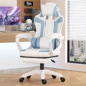 E Sports Gaming Chair Reclining Height Adjustable PU Leather Five Star Base Steel Frame Ergonomic Office Study Chair