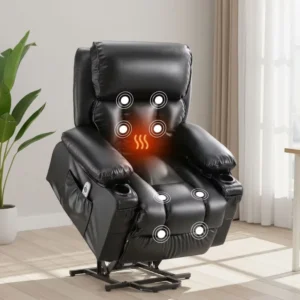 Elderly Electric Power Lift Recliner Chair Leather Sofa with Multiple Massage Modes and Heat Therapy Living Room Furniture