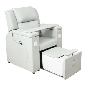 Electric Foot Massage Recliner with Hidden Foot Bath PU Leather Massage Table USB Socket Multi Angle Adjustment Salon Furniture