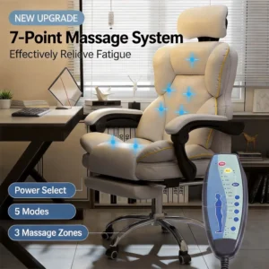 Electric Massage Gaming Chair Ergonomic Swivel Reclining Computer Chair 7 Point Vibration Massage Footrest Heavy duty Metal