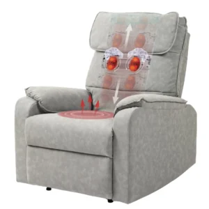 Electric Massage Recliner Chair Genuine Leather One Seat Rocking Recliner with Remote Control for Home Theater Relaxation