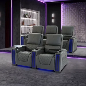 Electric Power Recliner Leather Sofa VIP Home Theater Set with Massage USB Charging Feature Cinema Seating Living Room Furniture