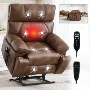 Electrical Lifting Riser Recliner Sofa Remote Control Massage Heating 180° Reclining Chair for Home Theater