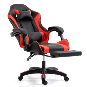 Ergonomic Backrest and Seat Recliner Swivel Lumbar Pillow E-Sports Game Chair with Footrest