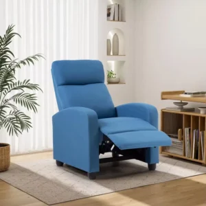 Ergonomic Electric Power Lift Blue Fabric Wingback Recliner Chair For Elderly With Massage Heating Function Living Room