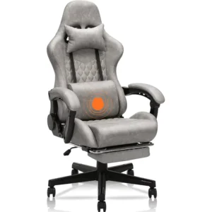 Ergonomic PU Padded Gaming Chair with Massage Function Linkage Armrest for Home Office Adult E Sports Gaming Use