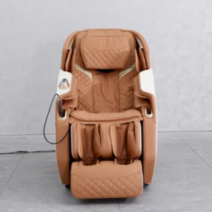 Ergonomic White Brown 4D SL Track Massage Chair with Zero Gravity Recline for Office Stress Relief