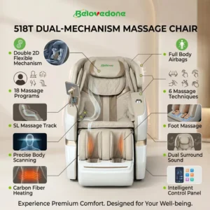 Factory 2D Dual Movement Luxury Shiatsu Massage Chair Foot Spa SL Track Full Body Massage Seat Zero Gravity Plug-In
