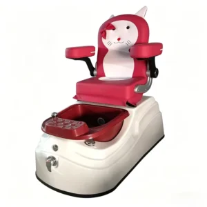 Factory Direct Cute Cat Kids Pedicure Chair Pink PU Leather Foot Spa Massage Recliner for Kids Beauty Spa Center