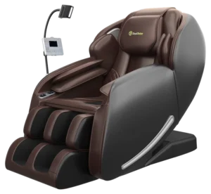 Favor 06 Brown Massage Chair Zero Gravity SL Track Shiatsu with APP Control Child Lock LED Light