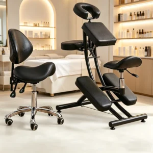 Folding PU Contemporary Tattoo Massage Therapy Chair Stainless Steel Frame Portable Adjustable Scraping Chair for Beauty Salon