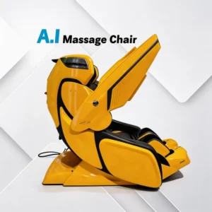 Futuristic Yellow 4D+3D Dual Movement Zero Gravity Portable Full Body SL Track Recliner Massage Chair Wireless Remote Control