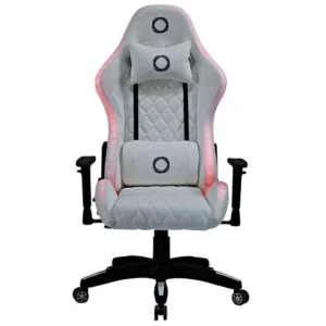 Gaming Chair Leather Massage LED Lights White High Back Ergonomic Office Lumbar Support Footrest Smart Cooling Racing E Sports
